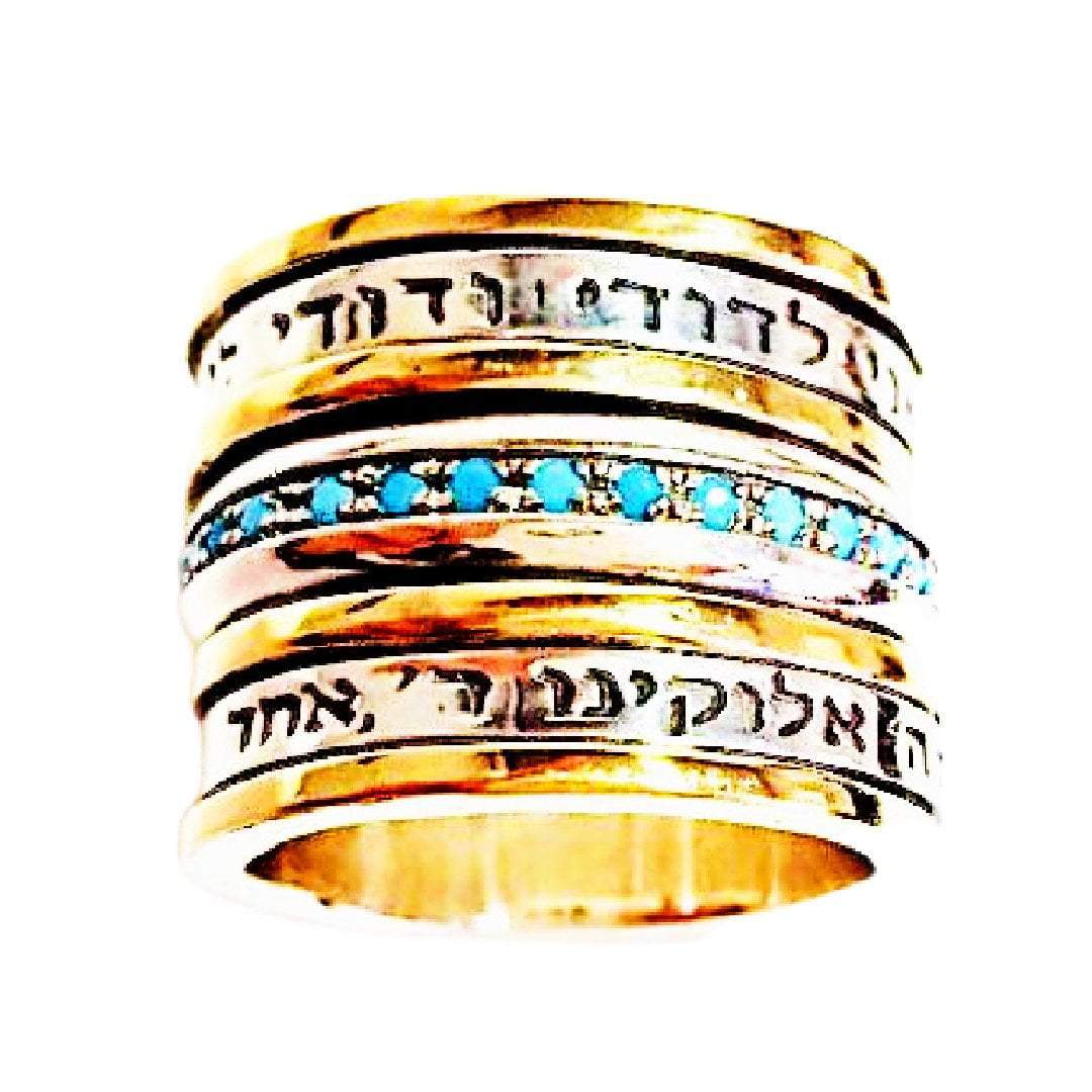 Spinner Ring for Woman Inspirational Blessing Prayer & Poesie silver and gold ring - Bluenoemi