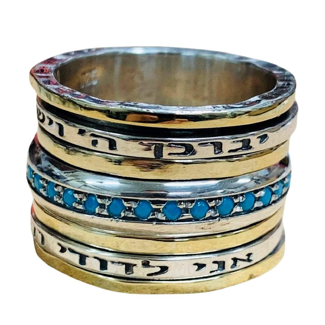 Spinner Ring for Woman Inspirational Blessing Prayer & Poesie silver and gold ring - Bluenoemi