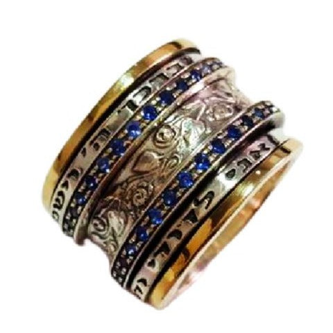 Spinner Ring for Woman Inspirational Blessing Prayer & Poesie silver and gold ring - Bluenoemi