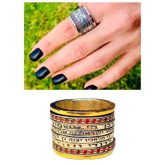 Spinner rings 4 Blessings Meditation Ring, Silver and Gold Personalized Rings - Bluenoemi