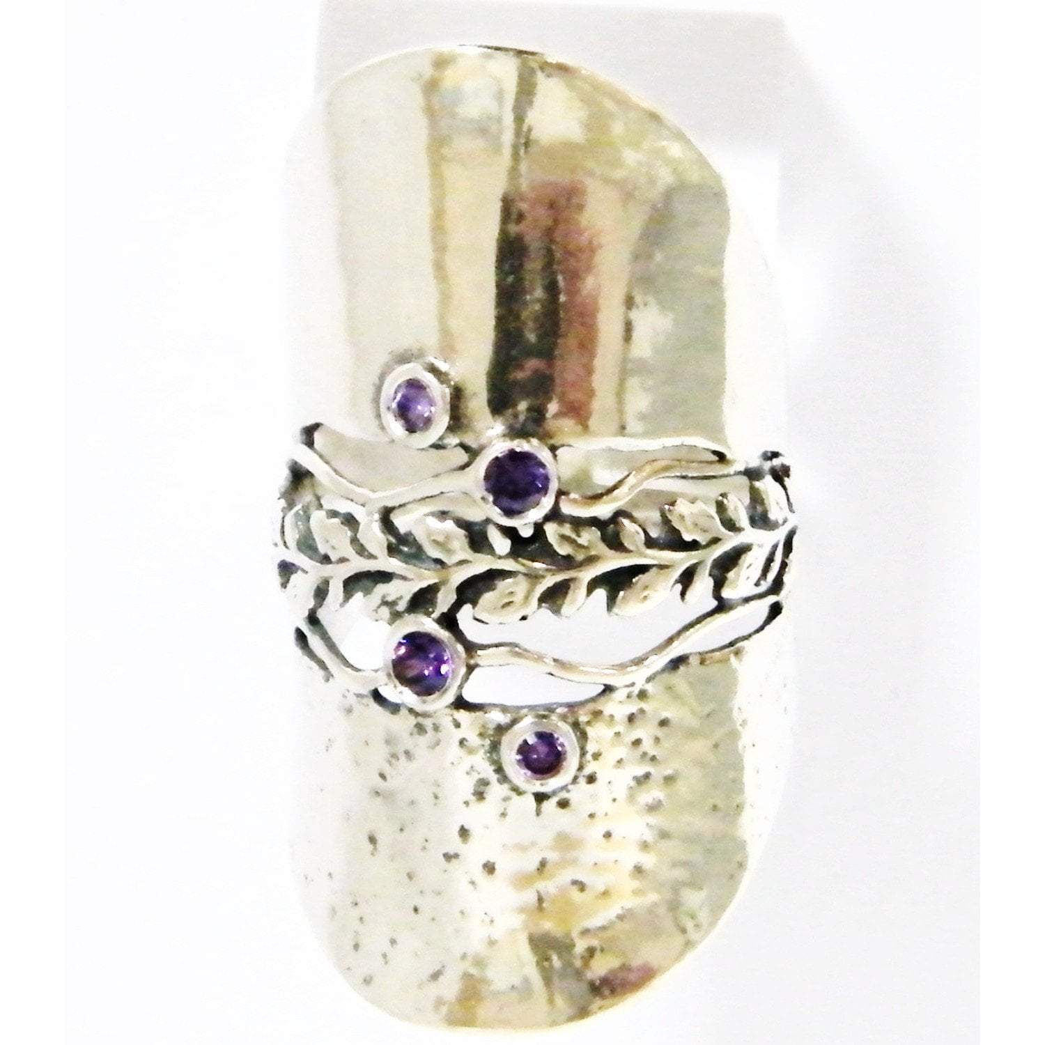 Hippie ring, cubic zirconia ring, silver ring for woman, Amethysts zircon ring. - Bluenoemi