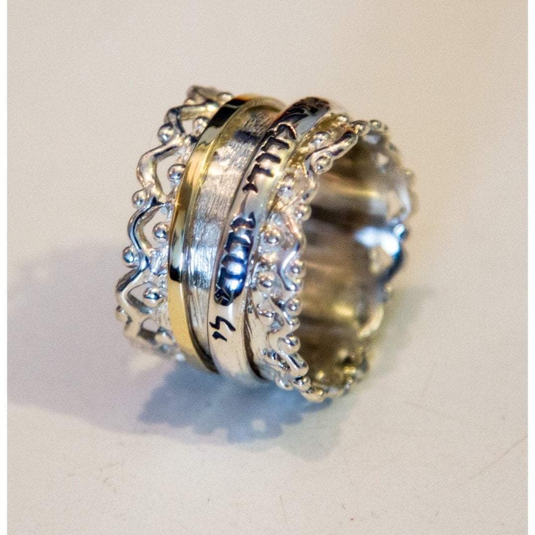 Bluenoemi Jewelry Rings 5 / Ani le Dodi ... / silver gold Spinner Ring for woman, Priestly Blessing / Beloved Sterling Silver Gold
