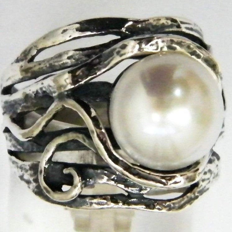 Bluenoemi Jewelry from Israel - Pearl Silver Ring for Woman buying online, silver rings for women - Bluenoemi