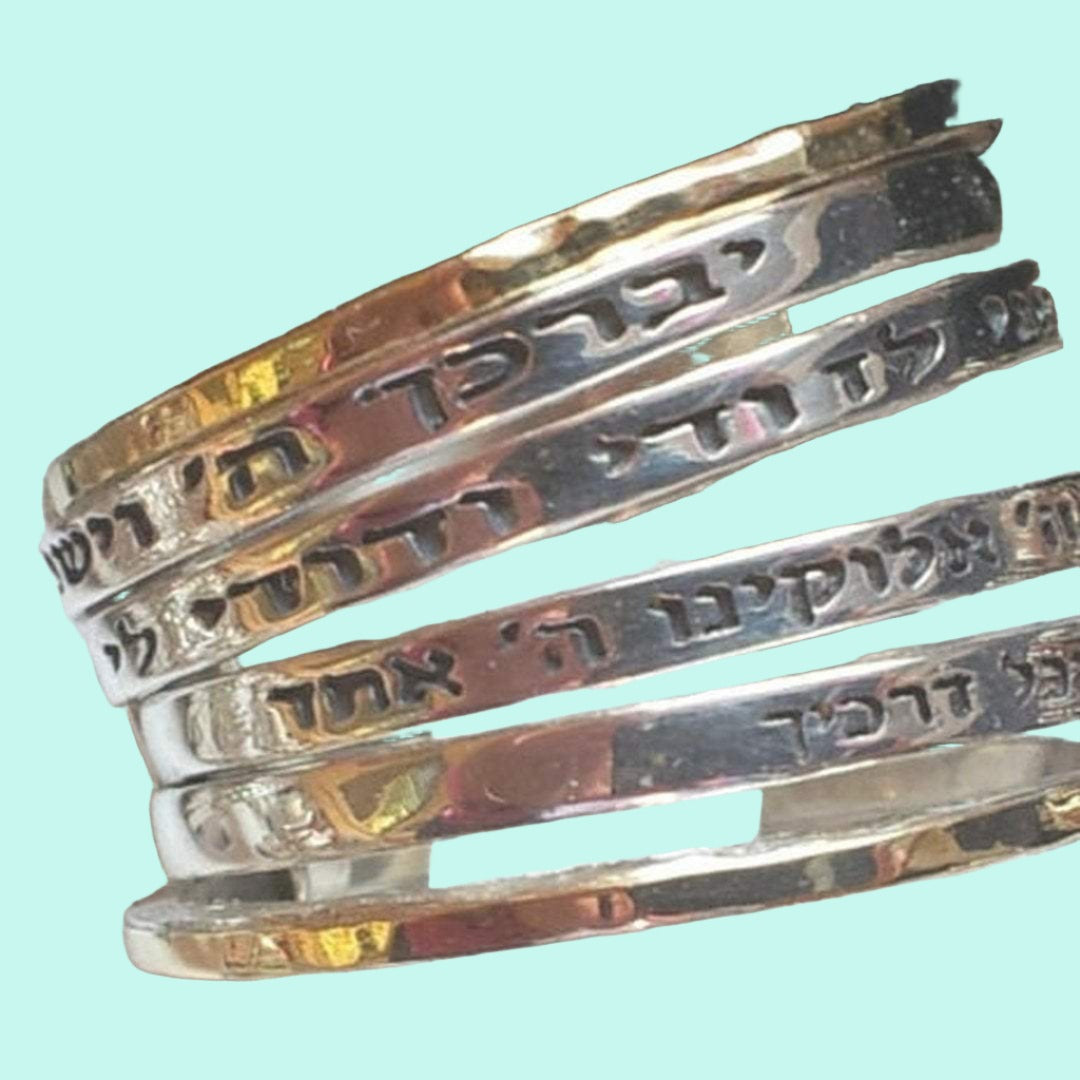 Bluenoemi Jewelry Rings 5 / silver gold Bluenoemi Israeli spinner rings Jewelry | Personalized Israeli jewelry designers silver rings, hebrew blessing ring for woman