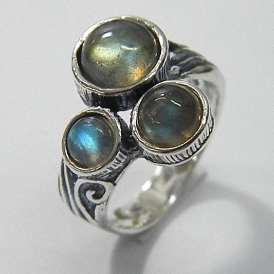 Sterling silver ring for woman bohemian rings: labradorite, turquoise, moonstone, amethyst - Bluenoemi