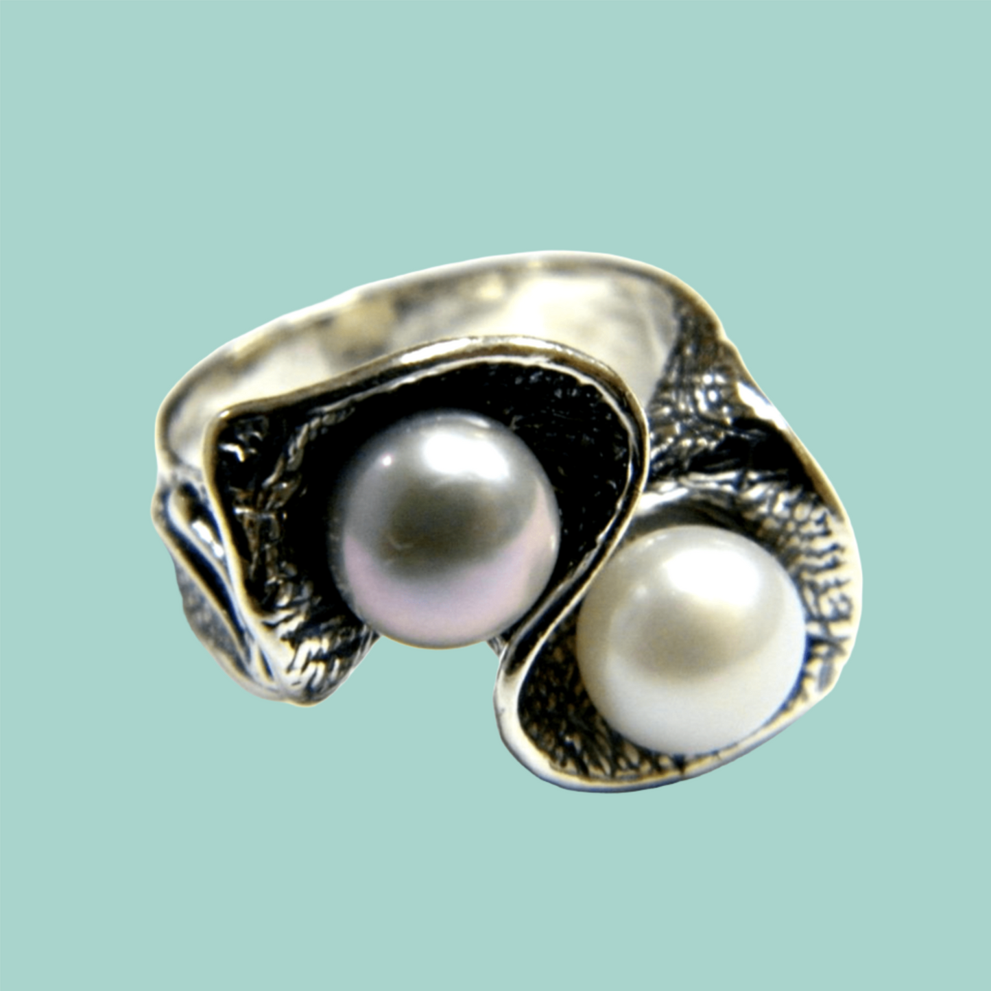 Bluenoemi Jewelry Rings  silver Sterling Silver Ring for Woman with Pearls- made in Israel sterling silver rings