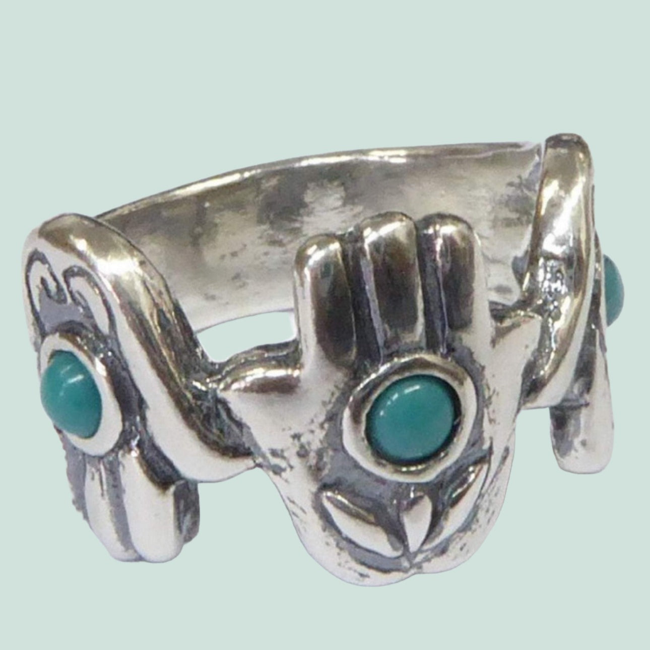 Bluenoemi Hamsas Ring , Good luck turquoises ring, silver ring for woman , Protection Ring - Bluenoemi