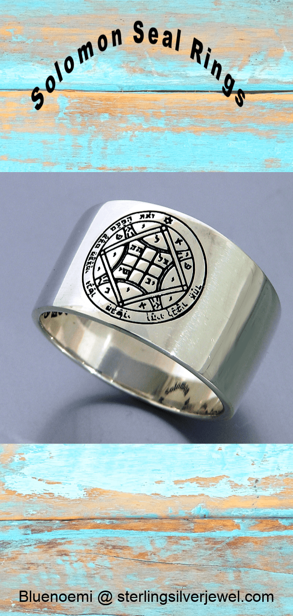 Israeli Jewelry Seal of Solomon Ring for Love, Sterling Silver king Solomon's ring for Woman. Anillo de Salomon - Bluenoemi