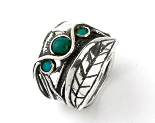 Sterling silver ring for woman, Handmade. Turquoise onyx ring , labradorite ring - Bluenoemi