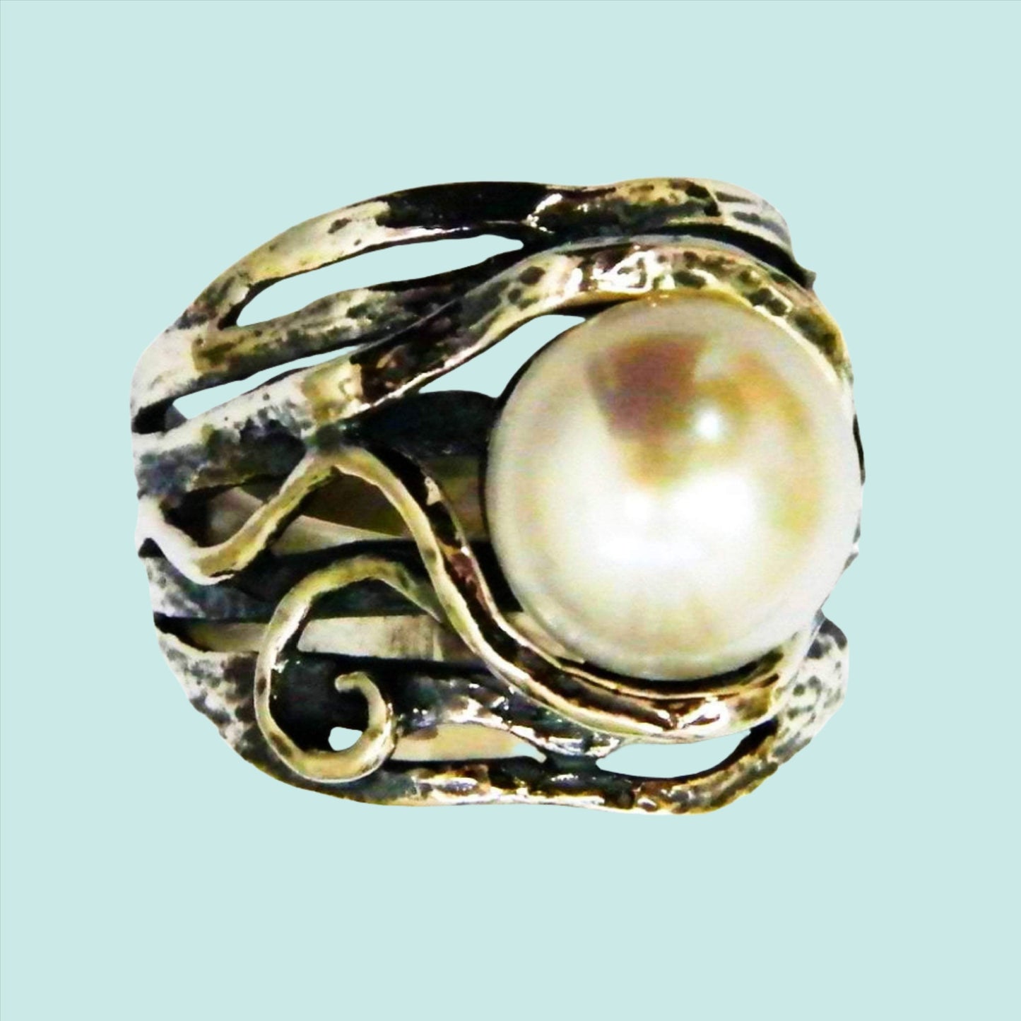 Bluenoemi Jewelry from Israel - Pearl Silver Ring for Woman buying online, silver rings for women - Bluenoemi