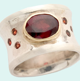 Bluenoemi Jewelry - silver gold ring garnets rings for woman - Bluenoemi