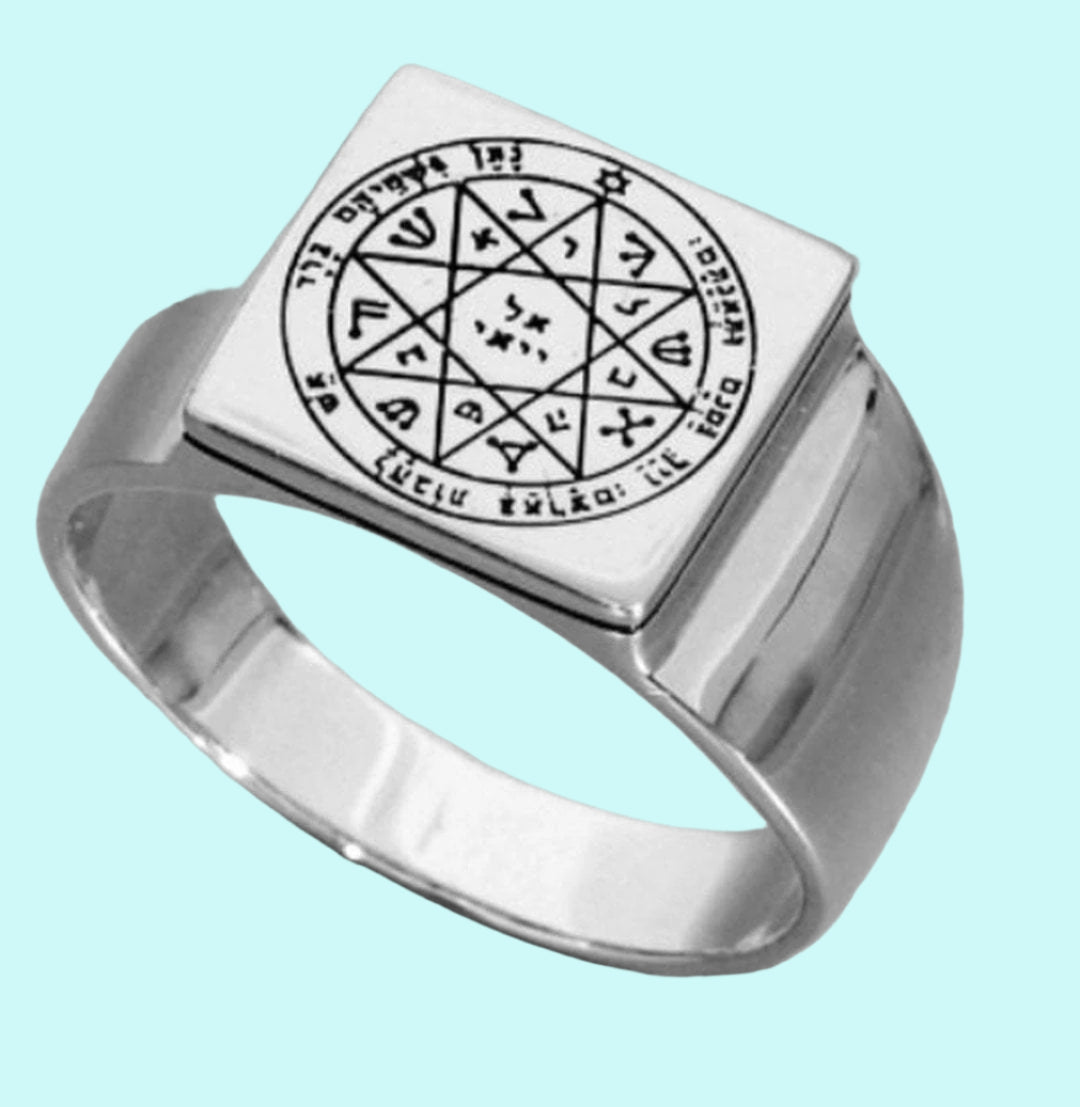 Bluenoemi Jewelry Rings Bluenoemi Rings Solomon Seal Ring for Man for Guarding and Protection