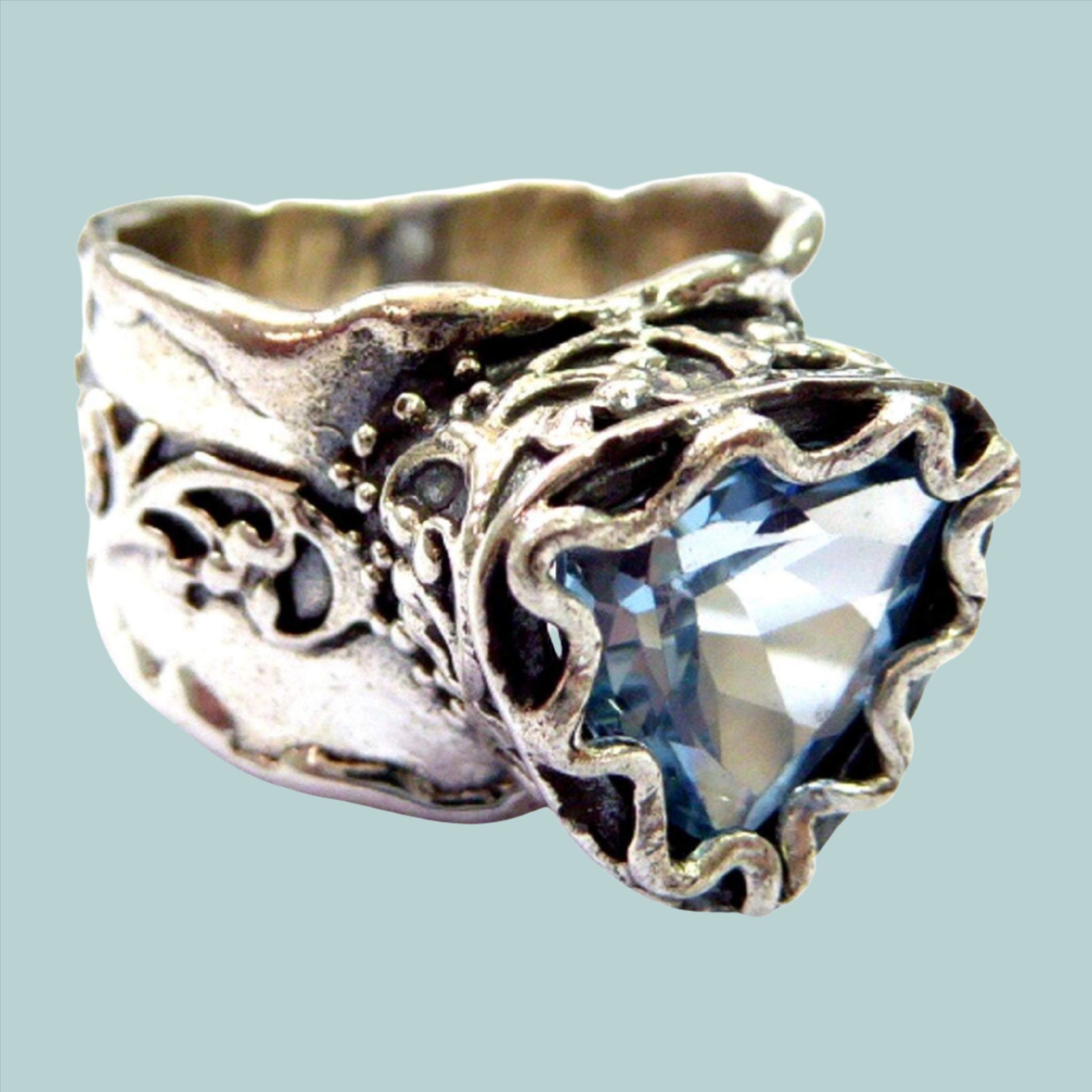 Bluenoemi Sterling silver ring for woman with blue topaz - Bluenoemi