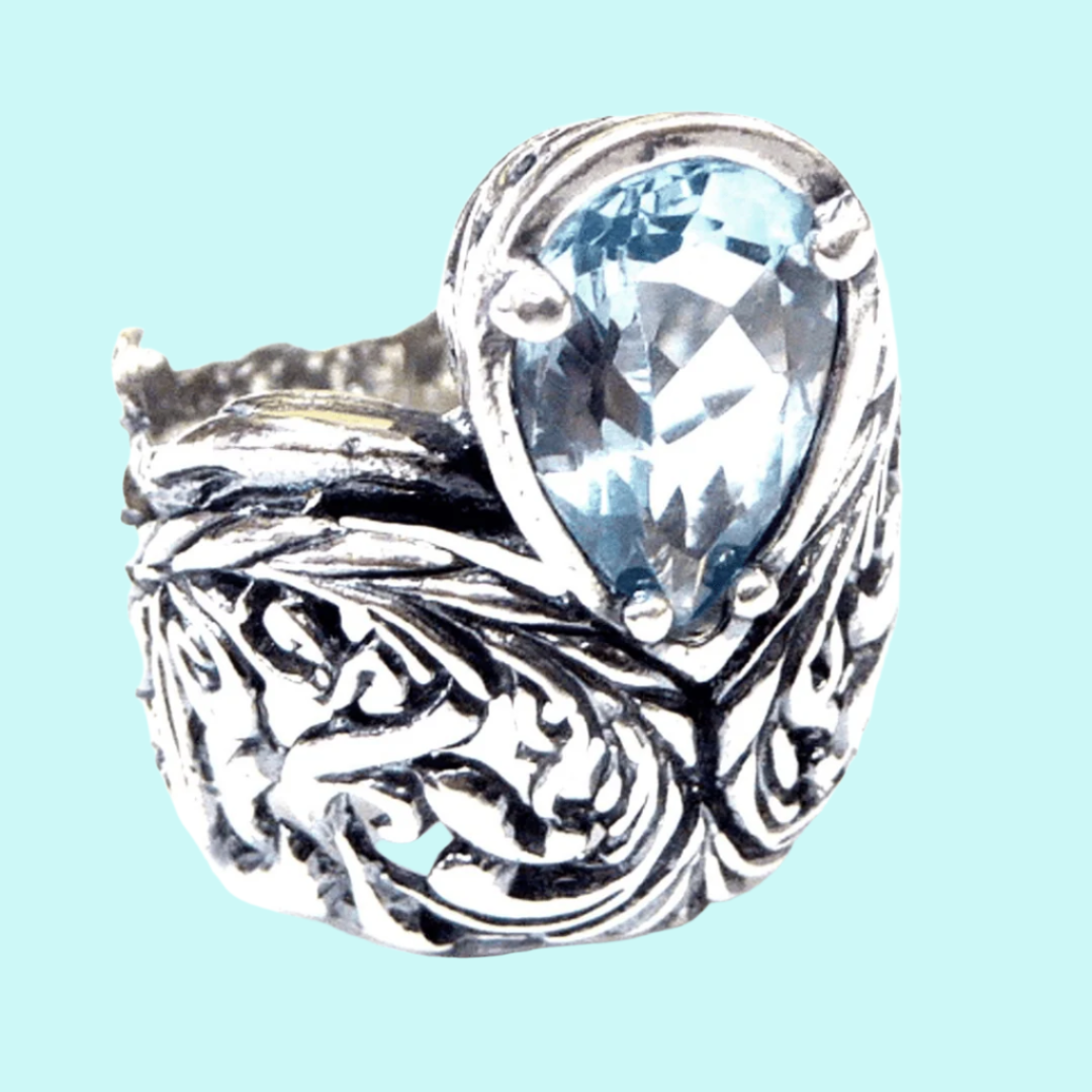 Bluenoemi - 925 silver ring for woman set with blue topaz - Bluenoemi