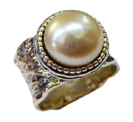 Israel jewelry Sterling Silver Pearl Ring for Woman - Israeli Jewelry Store - Bluenoemi