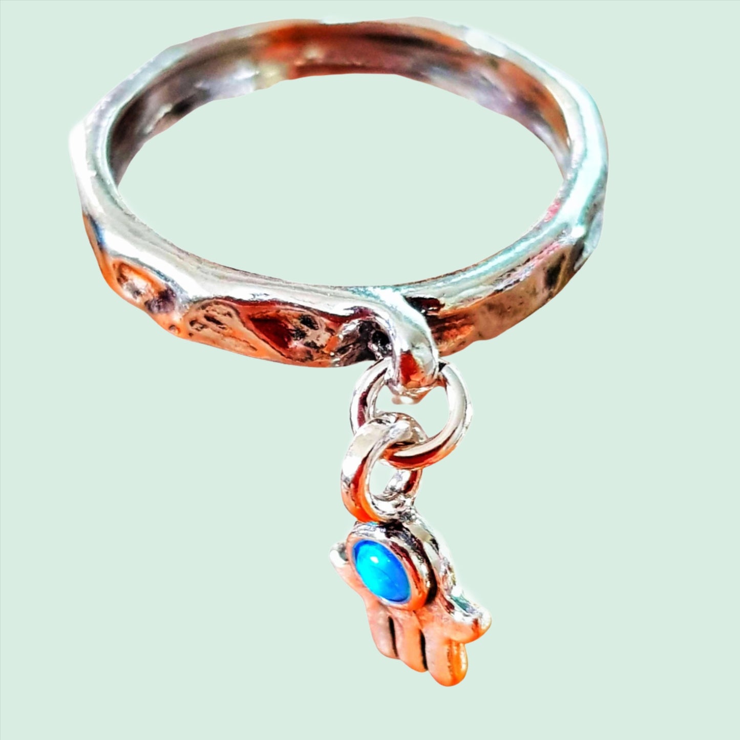 Bluenoemi Silver Ring for Woman Hamsa charm good luck Israeli Jewelry - Bluenoemi