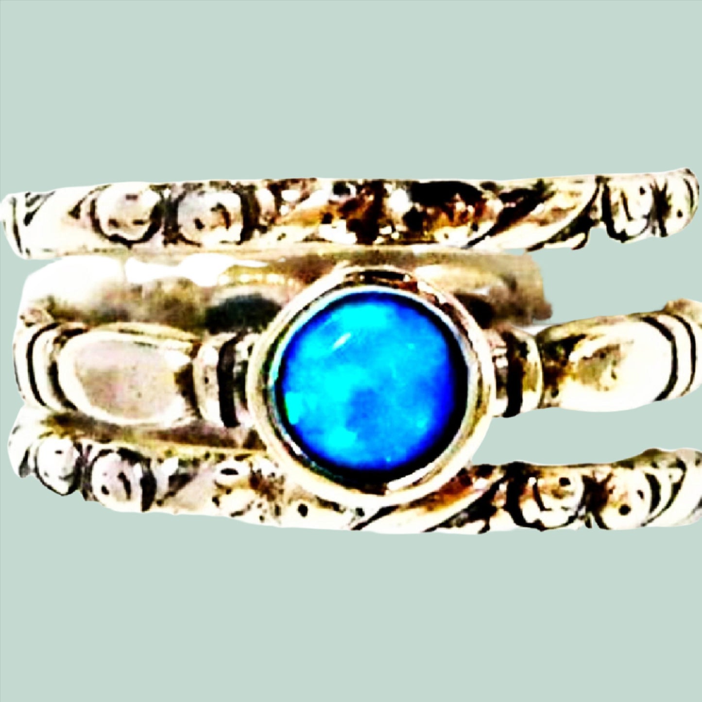 Bluenoemi Jewelry Rings Bluenoemi Silver ring for woman , Stacking sterling silver jewelry , opal rings