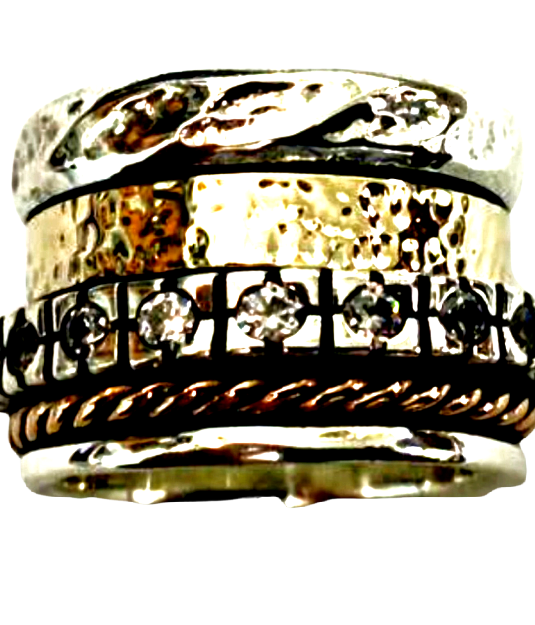 Elegant Spinner ring for Woman, Spinning ring, Silver Gold CZ rings - Bluenoemi