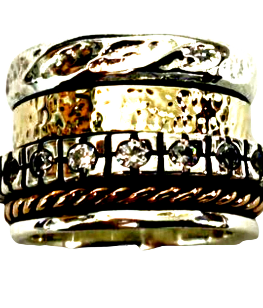 Elegant Spinner ring for Woman, Spinning ring, Silver Gold CZ rings - Bluenoemi