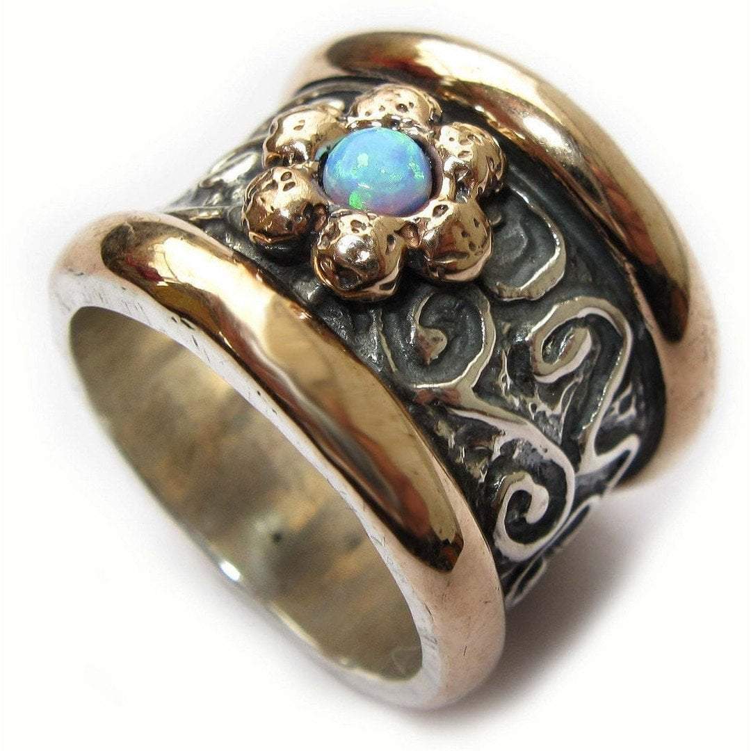 Bluenoemi Jewelry Rings Favorite spinner ring for woman/ Statement Ring / blue opal ring / romantic ring / Israeli jewelry