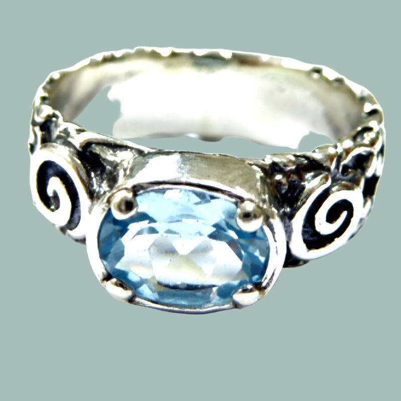 Hippie ring, Blue Topaz Ring, Sterling silver ring for woman - Bluenoemi