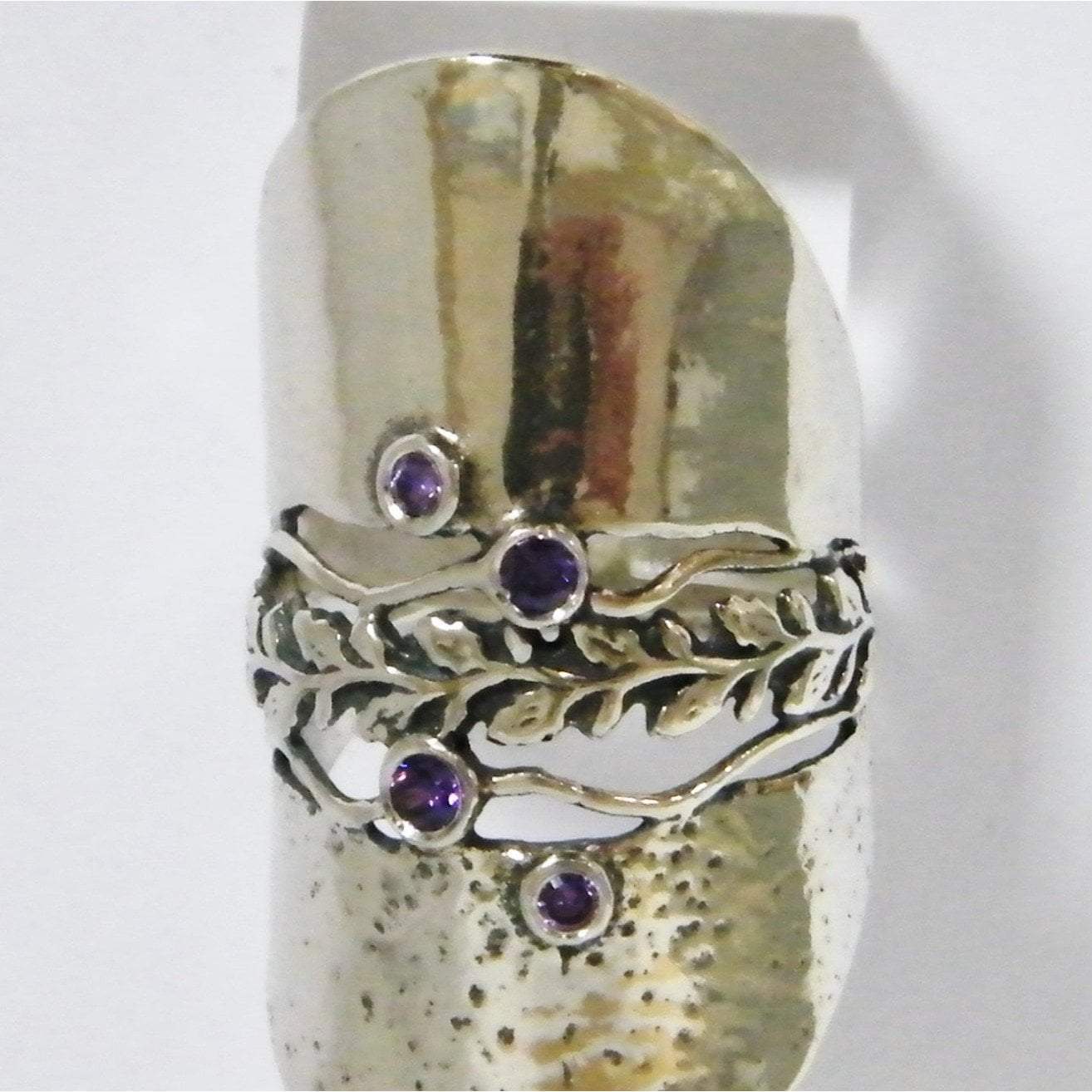 Hippie ring, cubic zirconia ring, silver ring for woman, Amethysts zircon ring. - Bluenoemi