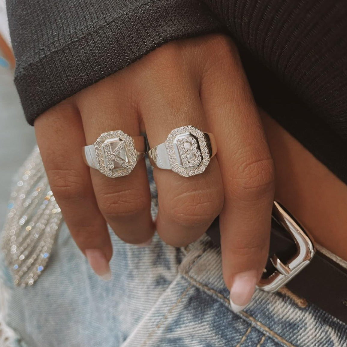 Initial Ring Personalized sterling silver rings with a letter - Bluenoemi