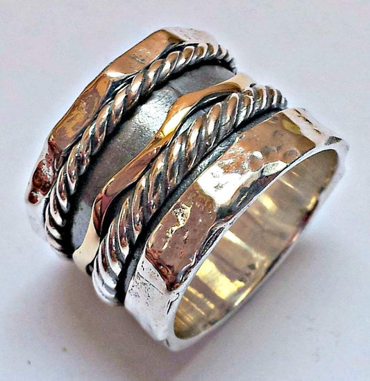 Israeli Spinner ring for man. Stacking ring. Yellow gold / rose gold - Bluenoemi