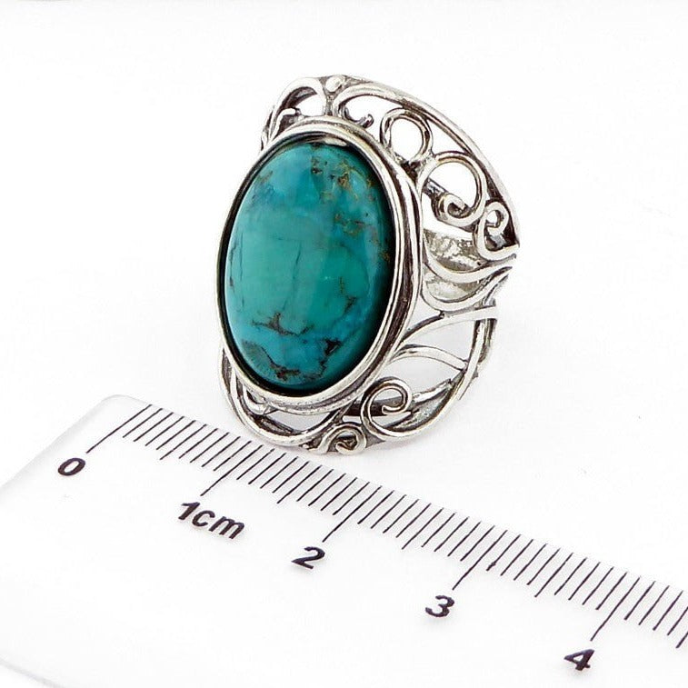 Jewelry from Israel Sterling silver ring for woman set turquoise - Bluenoemi