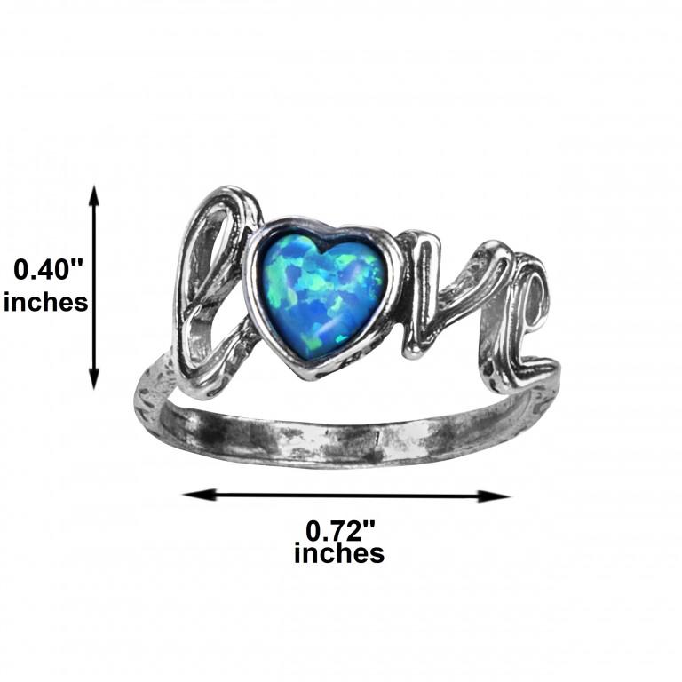 Heartfelt Elegance: Statement Silver Heart Opal Love Ring for Women - Bluenoemi