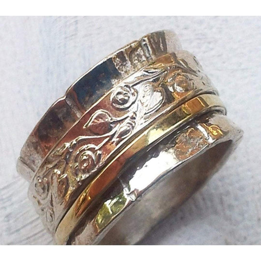 Meditation Rings Spinner ring silver gold designer jewelry - Bluenoemi