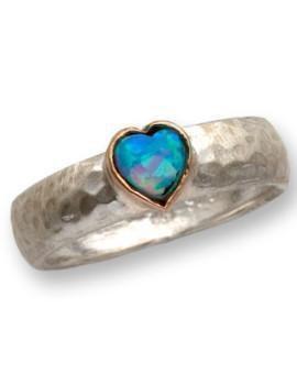 Ring silver gold 9 carats opal ring for woman - Bluenoemi