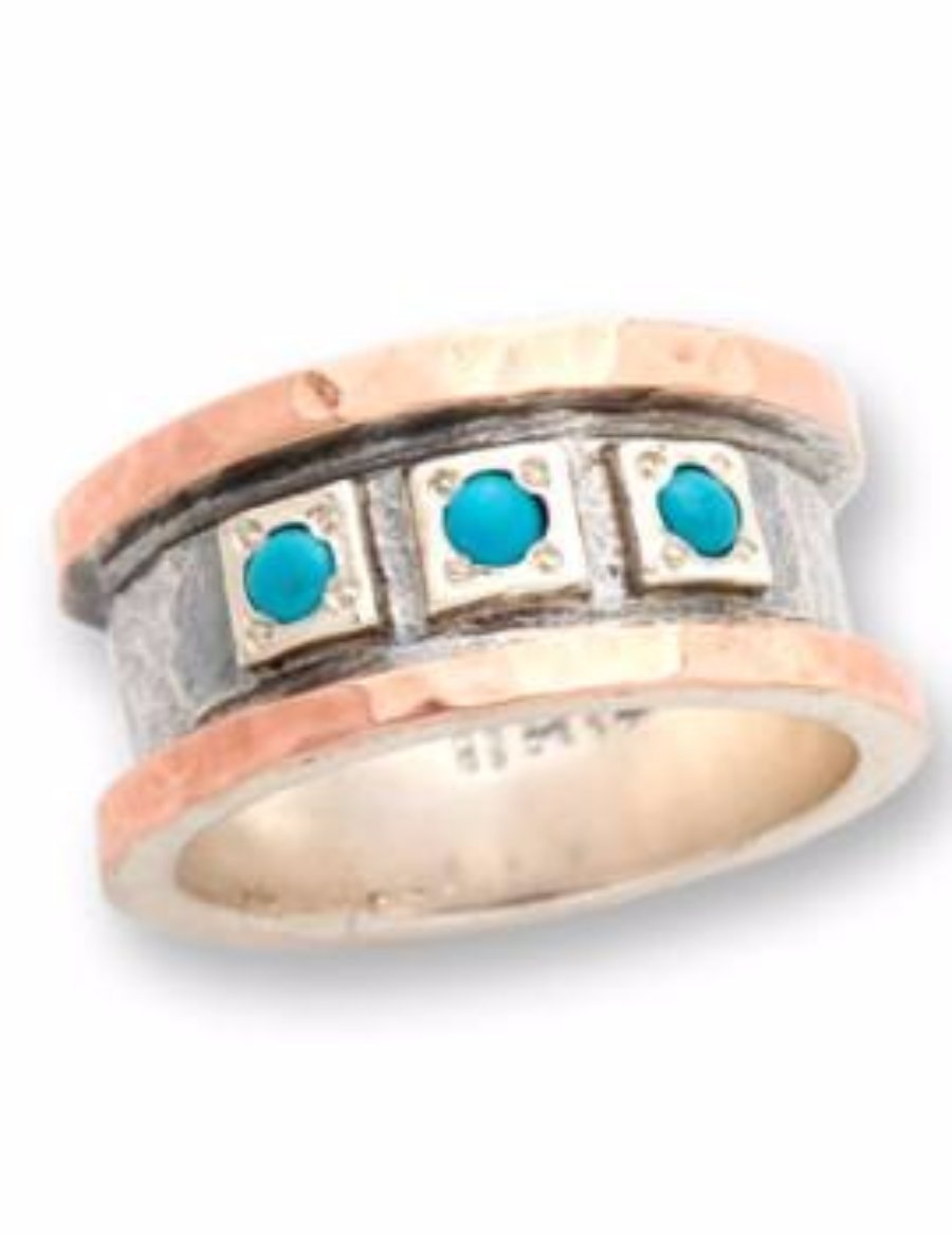 Ring silver gold 9 carats set with blue opals - ring for woman - Bluenoemi