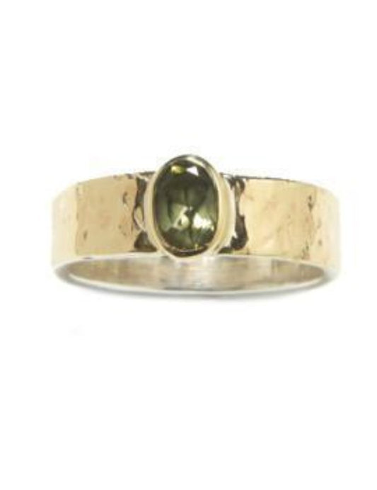 Ring silver gold 9 carats tourmalines ring for woman - Bluenoemi