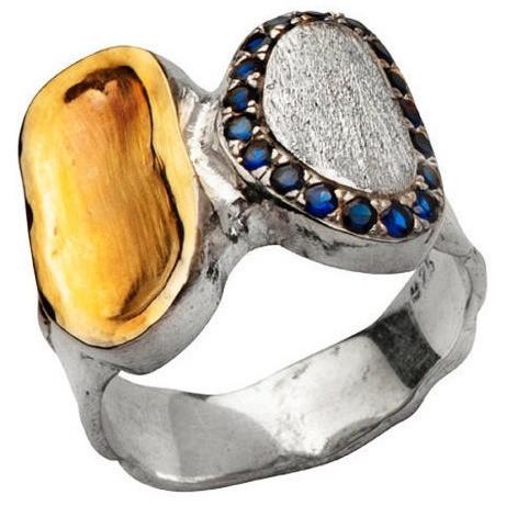 Ring silver gold 9 ct, ring for woman , Sapphires ring, sterling silver & gold rings - Bluenoemi