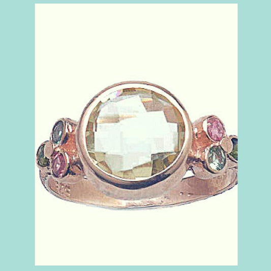 Rings for women Ring for woman gold 9 ct with Citrine and Tourmalines gold rings, israeli jewelry - Bluenoemi