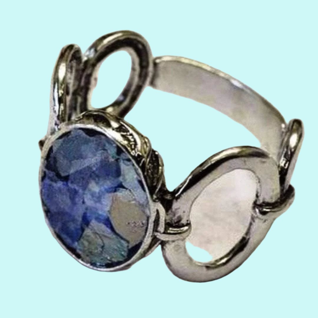 Bluenoemi Jewelry Rings Roman glass ring sterling silver rings