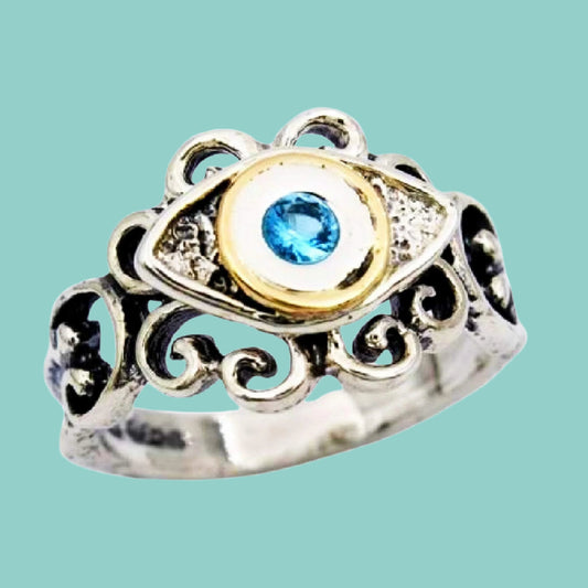 SH021 -Bluenoemi - Eye silver rings for women - Israeli Luck & Protection - Bluenoemi