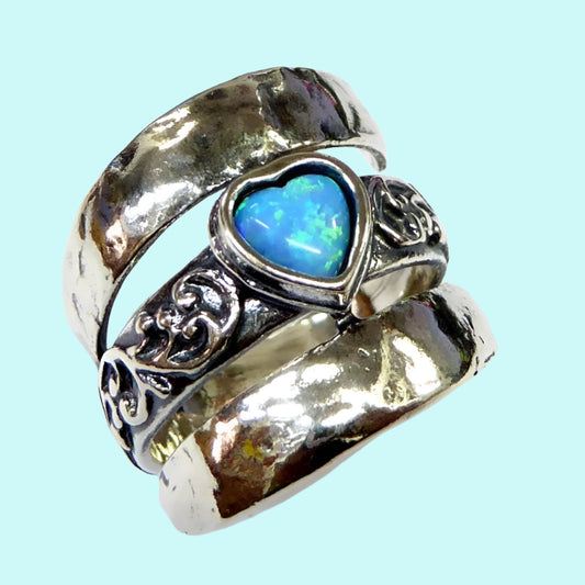 Silver Ring for woman/ Hippie ring / Blue Opal silver ring - Bluenoemi