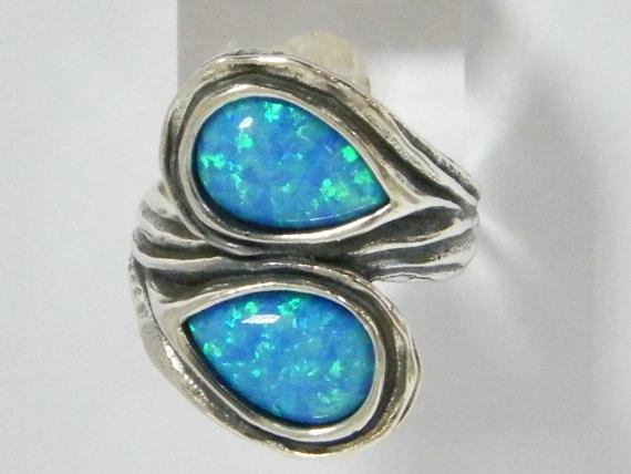 Silver ring sterling silver jewelry , Bluenoemi ring, ring for woman with a Blue Opal - Bluenoemi