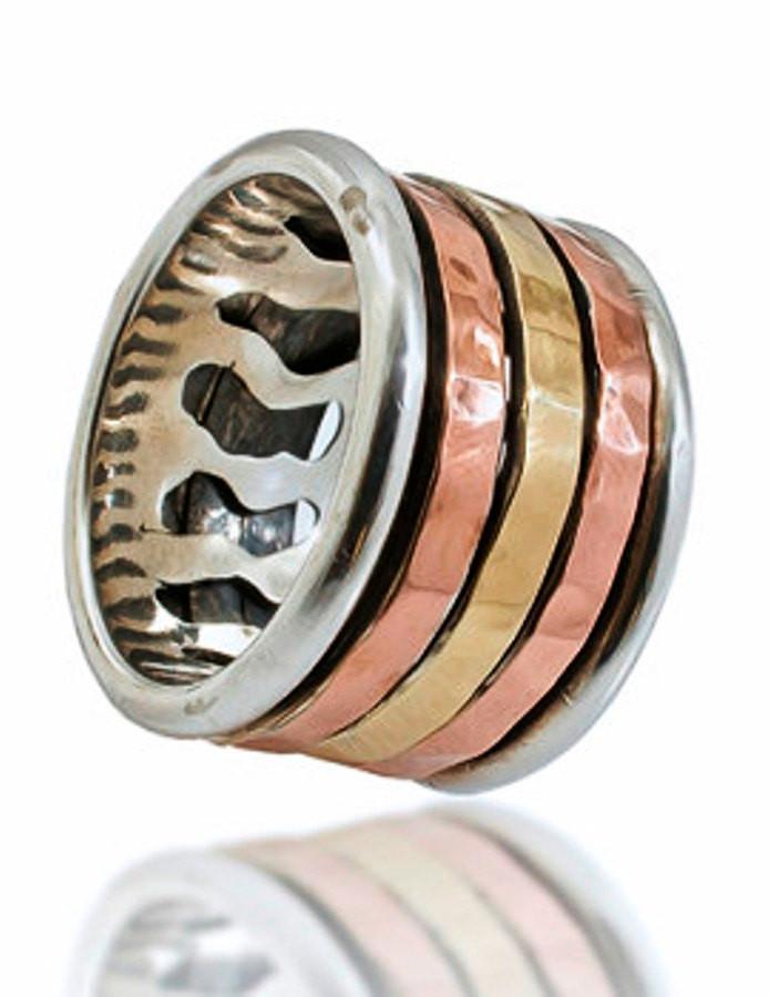 Spinner Ring for Man / Spinning ring silver Rose Yellow gold / Spinner ring for Woman - Bluenoemi