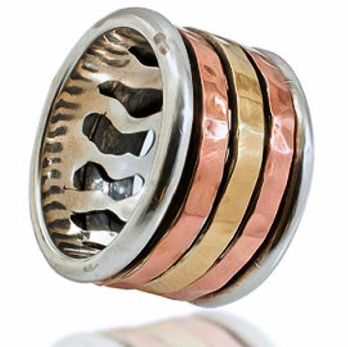 Spinner Ring for Man / Spinning ring silver Rose Yellow gold / Spinner ring for Woman - Bluenoemi