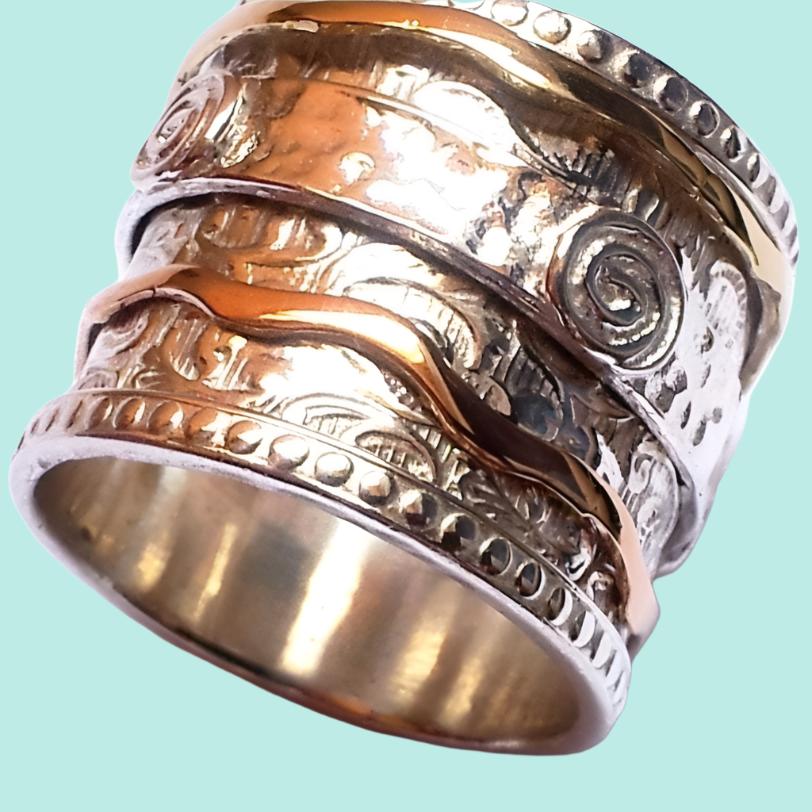 Spinner ring for woman, spinning ring, silver and gold spinner rings jewellery - Bluenoemi