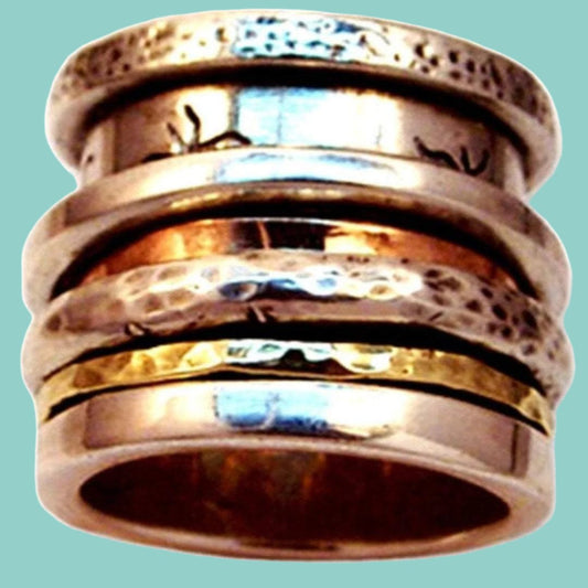 Bluenoemi Spinner ring for man / spinner ring for woman / Sterling Silver .925 gold 9 ct / All Sizes - Bluenoemi