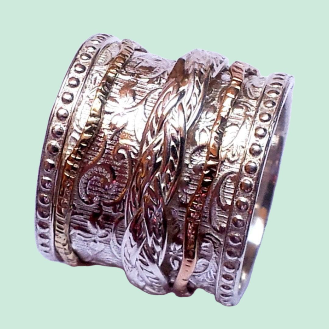 Spinner ring , spinning ring, silver and gold rings , silver rings for ...