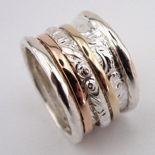 Spinner ring spinning ring silver gold jewelry Israeli rings Meditation ring - Bluenoemi