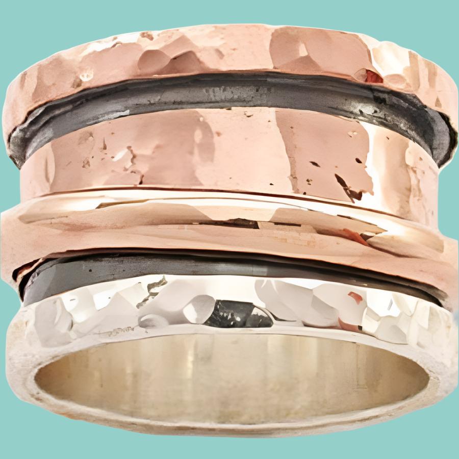 Spinner Ring Spinning ring Sterling silver 9K Rose gold. - Bluenoemi