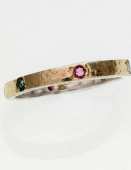 Wedding Rings. Engagement Rings. Sterling silver & gold set with tourmalines. Beautiful ring for woman. - Bluenoemi