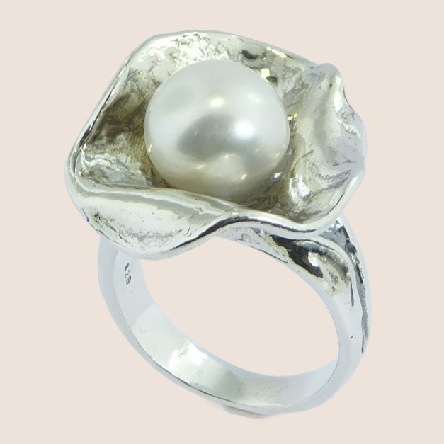 Silver ring for women, pearl ring, sterling silver jewelry ring - Bluenoemi