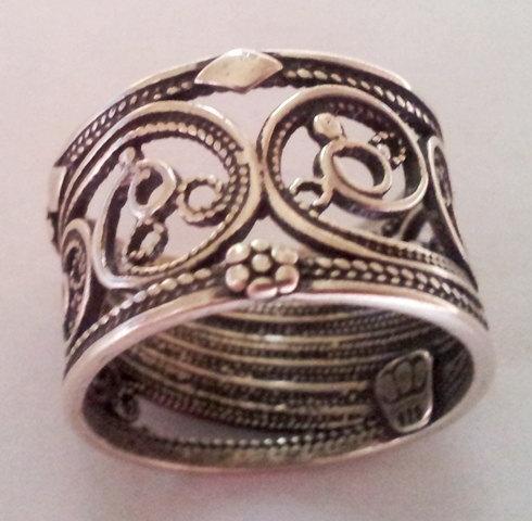 Sterling silver ring , Hippie Rings filigree handcrafted Israeli designer, bohemian ring, chic ring - Bluenoemi